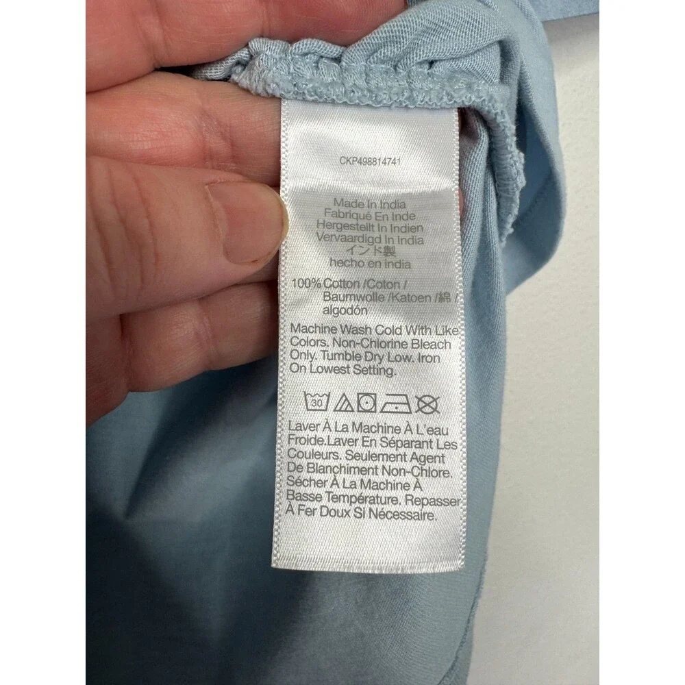 Madewell XXS Side Cinch Puff Sleeve Tee Feather Blue Cotton Slim Fit NWT